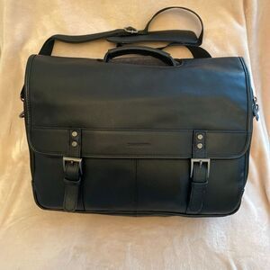 Samsonite Messenger Computer Bag Classic Leather Flapover In Black Leather New